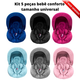 Kit 5 peças para bebê conforto Capa Protetor Cinto Capota Apoio de Corpo Microfibra Mega promoção (1)