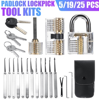 5/19/25 Pcs Desbloqueio Locksmith Prática Bloqueio Pick Chave Extractor Extrator Ferramenta Pick Lockpick Kits