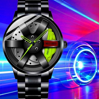 [🔥Original Brand🔥]New Rim Watches for Men Creative Design Clock Rim Hub Sport Car Wheel Watch Men's Business Watch Black Steel Waterproof Clock
