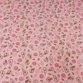 Malha Poliviscose para pijamas fundo Rosa frutinhas 1.00 metro X 1.80 metro de largura