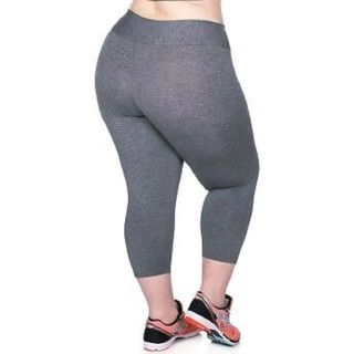 Calça Legging Feminina Corsário Plus Size cintura alta ,cintura elástica, academia/fitness/casual, preta e mescla (2)