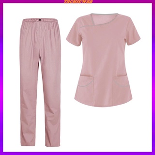 TACHIUWA2 Conjunto Uniforme De Enfermeira Calça E Blusa Confortável Para Trabalho