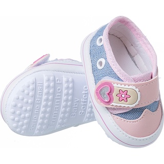 Tênis calçados sapatinho bebe infantil sola antiderrapante menina velcro calce fácil TF5A