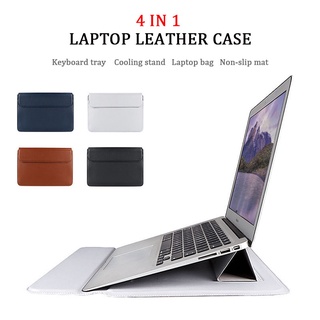 4 in 1 waterproof PU leather laptop sleeve case with stand for women/men laptop bag 13.3 14 15.4 inch