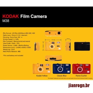 (Jianrogn) Nova - Kodak Vintage Retro M35 35mm Reutilizável + Câmera + Pelicula Rosa Verde Y (4)
