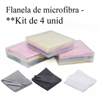 Flanela De Microfibra - Kit de 4 unid - Para Limpar Óculos - Várias Cores