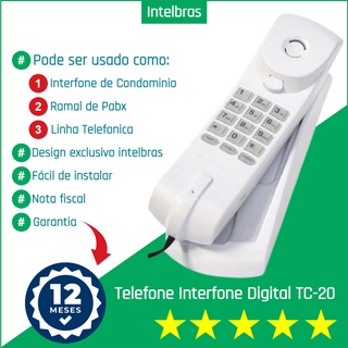 Aparelho de Telefone e Interfone Digital intelbras. TC 20 -branco