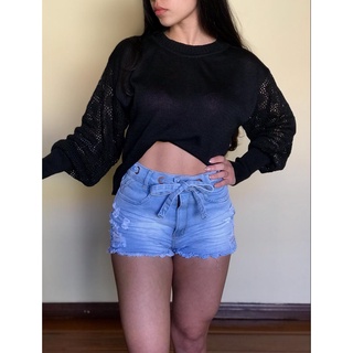 Short jeans feminino cintura alta com lycra - Melinda (1)