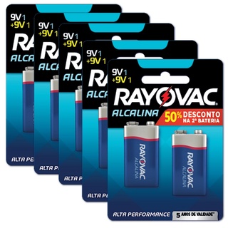 10 Pilhas Bateria 9v Alcalina Rayovac