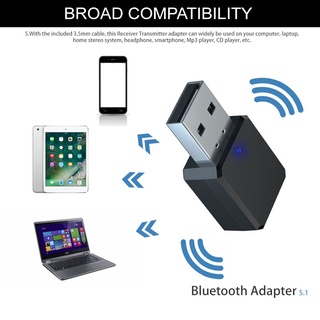 Adaptador Receptor De Áudio Bluetooth 5.1 Com Indicador De Luz Usb