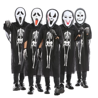 Halloween cosplay Traje Crianças Bruxa Masquerade Homens Mulheres Roupas Crânio Esqueleto Fantasma Horror
