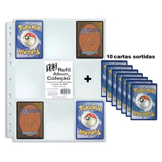 40 Folhas Plástica P/ Pasta Fichário Álbum Pokemon +10 Cards