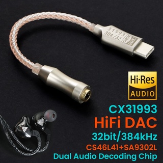USB Type-C to 3.5mm Audio interface CX31993 Headphone Amplifier HiFi DAC Earphone Sound Amplifier Audio Adapter 32bit 384kHz