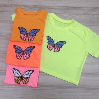 t-shirt cropped borboleta várias cores moda blogueira feminina