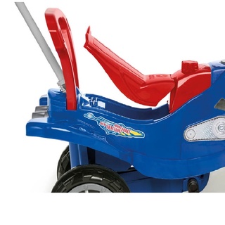 Carrinho com Empurrador de Passeio Infantil Pedal Azul Turbo Calesita (7)