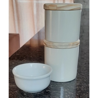 Kit Higiene Bebê 2 potes + Molhadeira - Porcelana Tampa Pinus