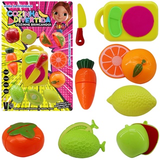 Kit Cozinha Infantil com Frutas/Legumes + Faca e Tabua com Velcro