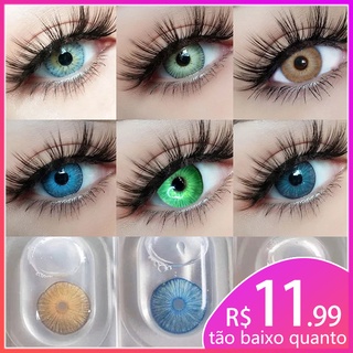 Uyaai 2 Pçs (1 Par) Lentes De Contato Coloridas Azul New York Pro Série Beleza Eye Contatos Sem Grau