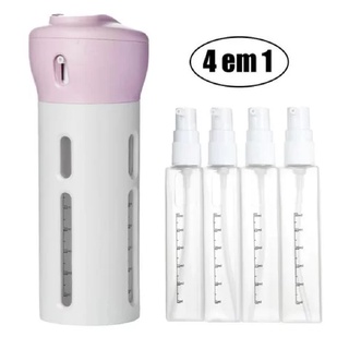 Kit Dispenser 4 Em 1 Viagem Limpa Maquiagem Shampoo Gel Creme Portátil Viagem