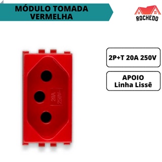 MÓDULO TOMADA VERMELHA 2P+T 20A/250V - LISSÊ APOIO