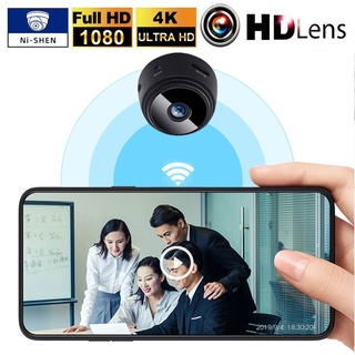 Mini Câmera De Rede Sem Fio Wi-Fi 4K Full HD 90 Graus Espião Escondida Visão Noturna