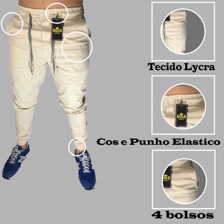 Calça Jogger Masculina Slim Sarja Com Punho Elástico alfaiataria Swag Sport Fino Jeans (9)