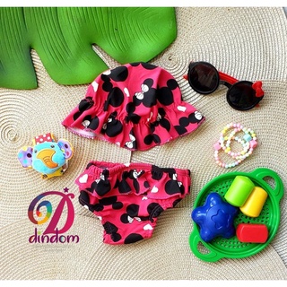 Roupa de Praia Biquíni para Bebês Meninas com Chapéu Infantil Banho de Sol (1)