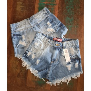 Short Jeans Feminino - Bermuda Short Feminino Jeans Cintura Alta Hot Pants Destroyed (2)