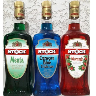 Kit Licores Stock - Menta, Curaçau Blue E Morango 720ml Cada