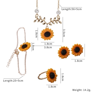 4 pieces/set fashionable sunflower leaf pendant necklace set (6)