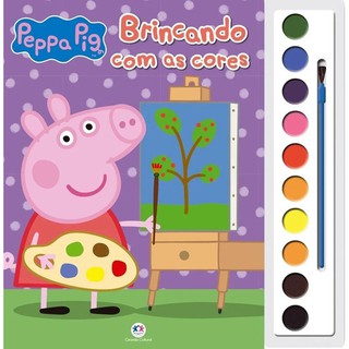 Livro Para Pintar Com Aquarela E Pincel Peppa Pig Infantil