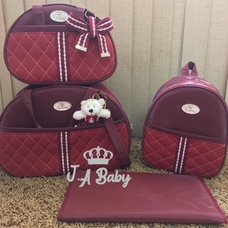 Kit de bolsa de maternidade 4 peças luxo com fitas de algodão (7)