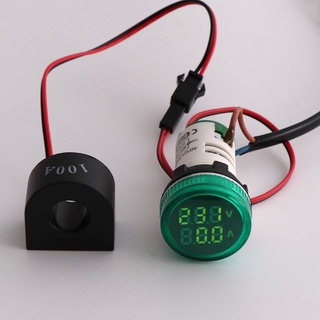 Voltímetro Amperímetro Digital 22mm Redondo Ac 50-500v 0-100a Voltagem Volt Amp Monitor (5)