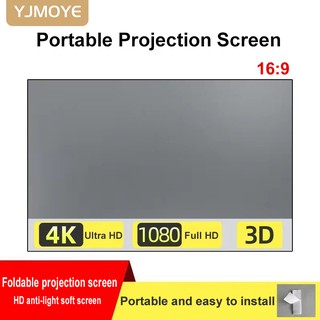 Yjmoye Projetor Tela 16: 9, 72 100 120 Polegada Tecido Reflexivo Tela De Projeção De Pano Para LCD Projetores De Vídeo LED