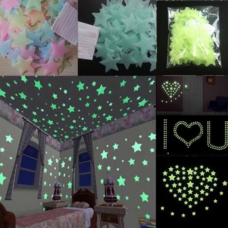100pcs Arte de parede de adesivo com estrelas luminosas para decoração de quarto infantil (1)