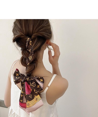 New Version of the Headgear Simulation Silk Hairpin with Retro Silk Scarf Ribbon 150x15cm (2)
