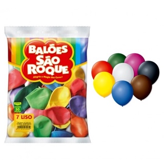 Balão São Roque Látex - N 7 com 50 unidades bexiga promoção numero 7