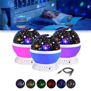 Projetor Mini Iluminação Globo Giratória Colorida Com Desenhos De Luas E Estrelas Luatek LKJ-124