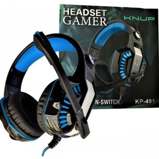 Fone de ouvido Over-ear Gamer Knup KP-491 azul HeadSet (6)