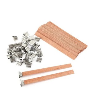 Pavio de madeira e suporte sustentador Kit de suporte e pavio de madeira de velas artesanais (1)