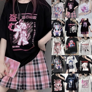 Camiseta Feminina Folgada Estilo Gótico / Punk / Dark / Grunge / Harajuku / Verão Y2K