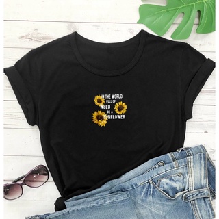 Camiseta feminina algodao girassol sunflower shein Blusa preta