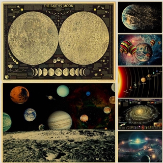 Novo Vininate Nine Planetas No Sistema Solar Poster Café Bar Decoração Do Quarto Sala De Estar Retro Kraft Pap