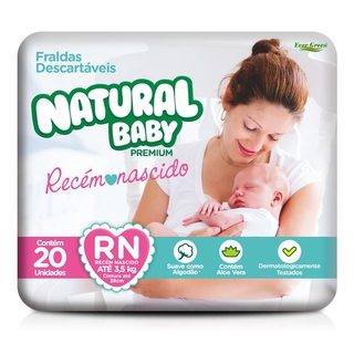 Fralda Descartável Recém Nascido Natural Baby Premium até 3,5KG com 20 unidades
