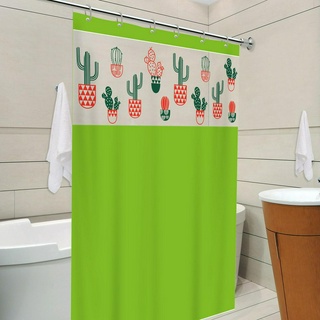 Cortina Box Com Ganchos De Banheiro 1,38 X 1,98 Cactus Verde
