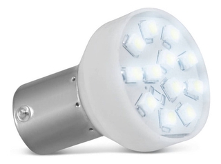 Lâmpada LED 1 Polo Trava Reta 12 LEDs 5W 12V Luz Branca Lanterna Traseira Ré Placa Autopoli