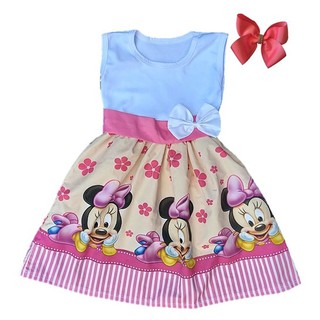Vestido Infantil Temático Minnie Baby + Laço Boutique