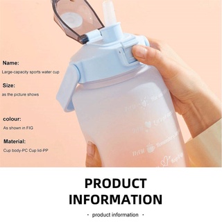 Gym water bottle 2 liters / 1 liter / 780ML large portable With straw / Squeeze bottle / Clear plastic cup (5)