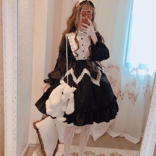 (Liu) Menina Japonesa Fofa Irm Macia Saia Lolita Lolita Estudante Lolita Vestido Vestido Pequeno Xia Meng (3)