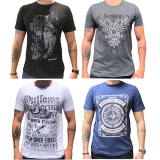 Kit 4 Camisetas Masculinas Promoção Atacado Revenda Tecido Premium - Retrology